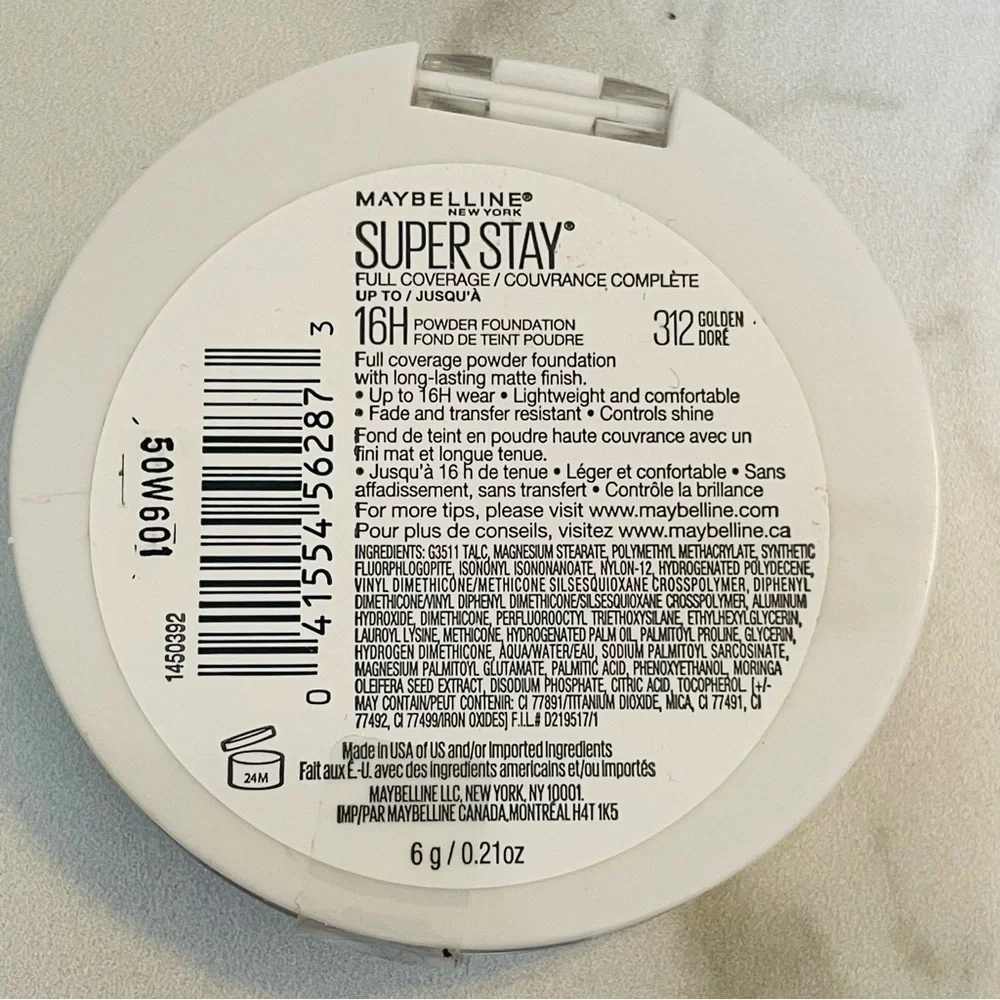 Maybelline 16H #312 Golden Doré Super Stay Full Coverage Powder Foundation
